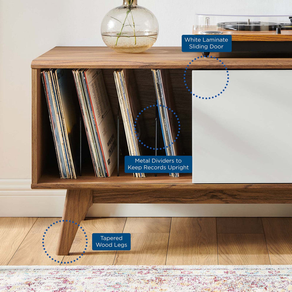 Envision Vinyl Record Display Stand Walnut White