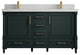Aberdeen 60 Double Bathroom Vanity in Dark Forest Green 2" Carrara Quartz