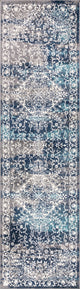 Modern Persian Vintage Medallion Navy /Light Grey 2' x 8' Runner Rug