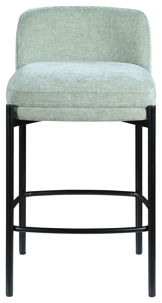 Burton Chenille Fabric Upholstered Stool (Set of 2), Mint