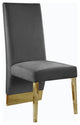 Porsha Dining Chair, Set of 2, Gray Velvet, Gold Legs