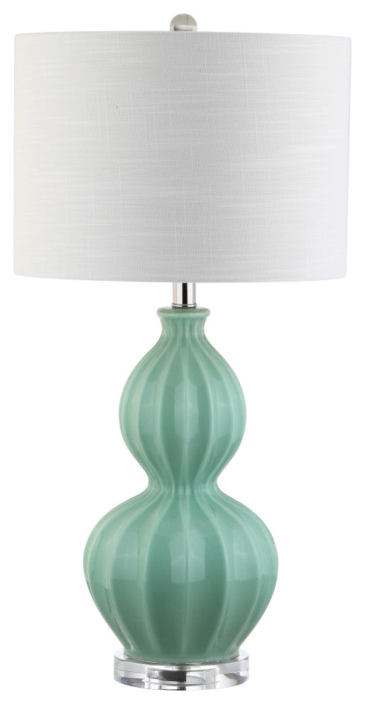 Faye 28" Glass Table Lamp, Seafoam Green
