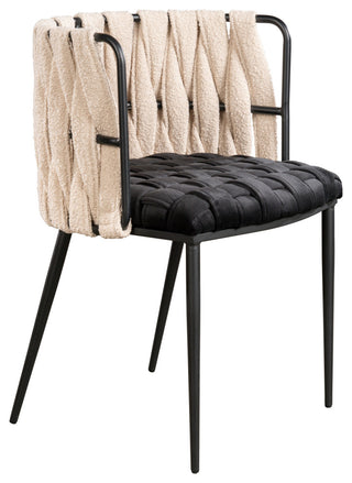 Laguna Silver and White Round 54" Dining Table With 6 Chairs, Black and White