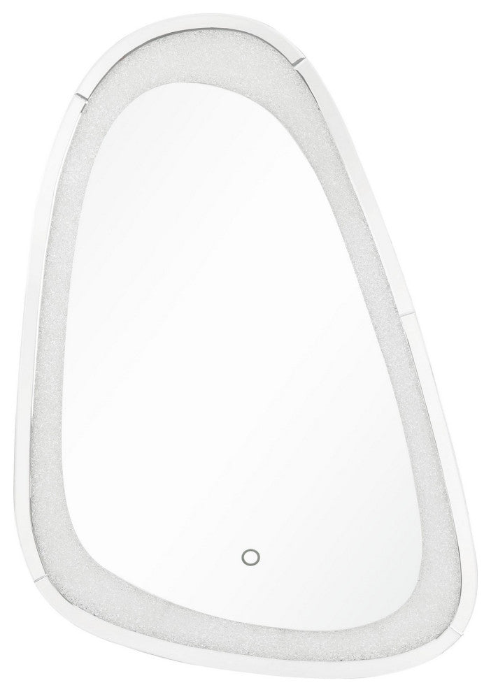 Benzara BM232516 Irregular Beveled Wall Mirror With Touch Led, Silver