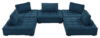 Saunter Tufted Fabric Fabric 5-Piece Sectional Sofa Azure -5210