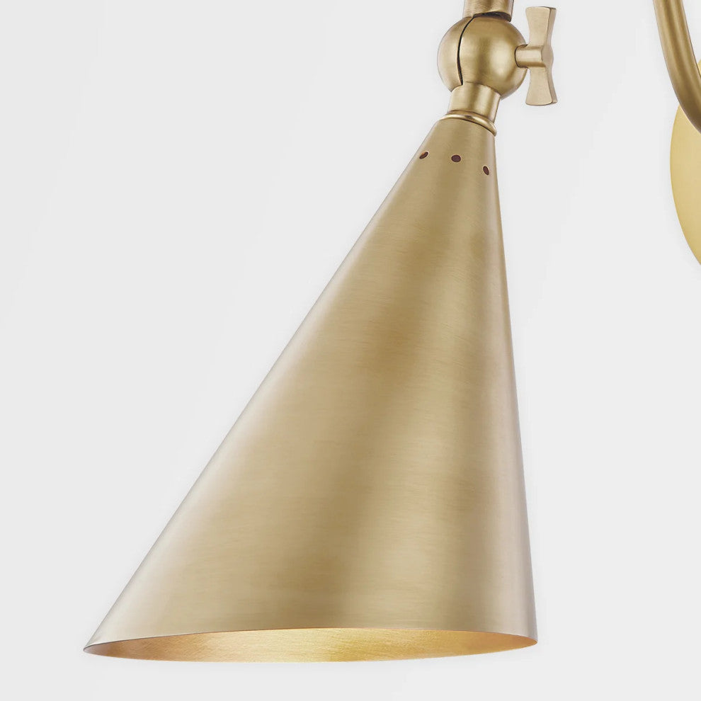 Lupe 1-Light Wall Sconce, Aged Brass