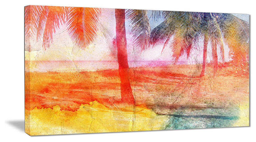 "Red Retro Palm Trees" Canvas Print