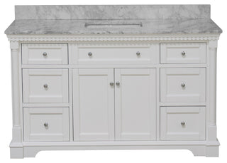 Sydney 60" Bathroom Vanity, White, Carrara Marble, Single Sink