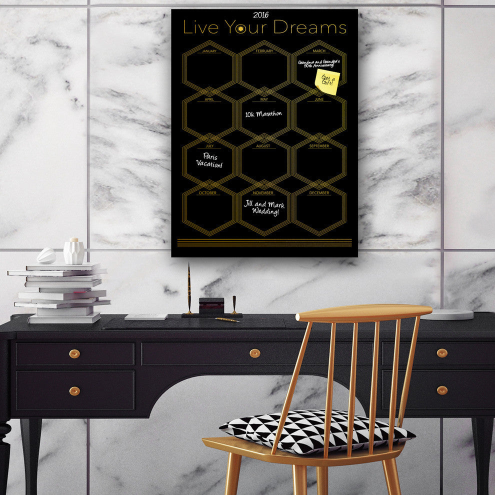 Ready2HangArt Glam Dry Erase Monthly Calendar on ArtPlexi, 30"x20"