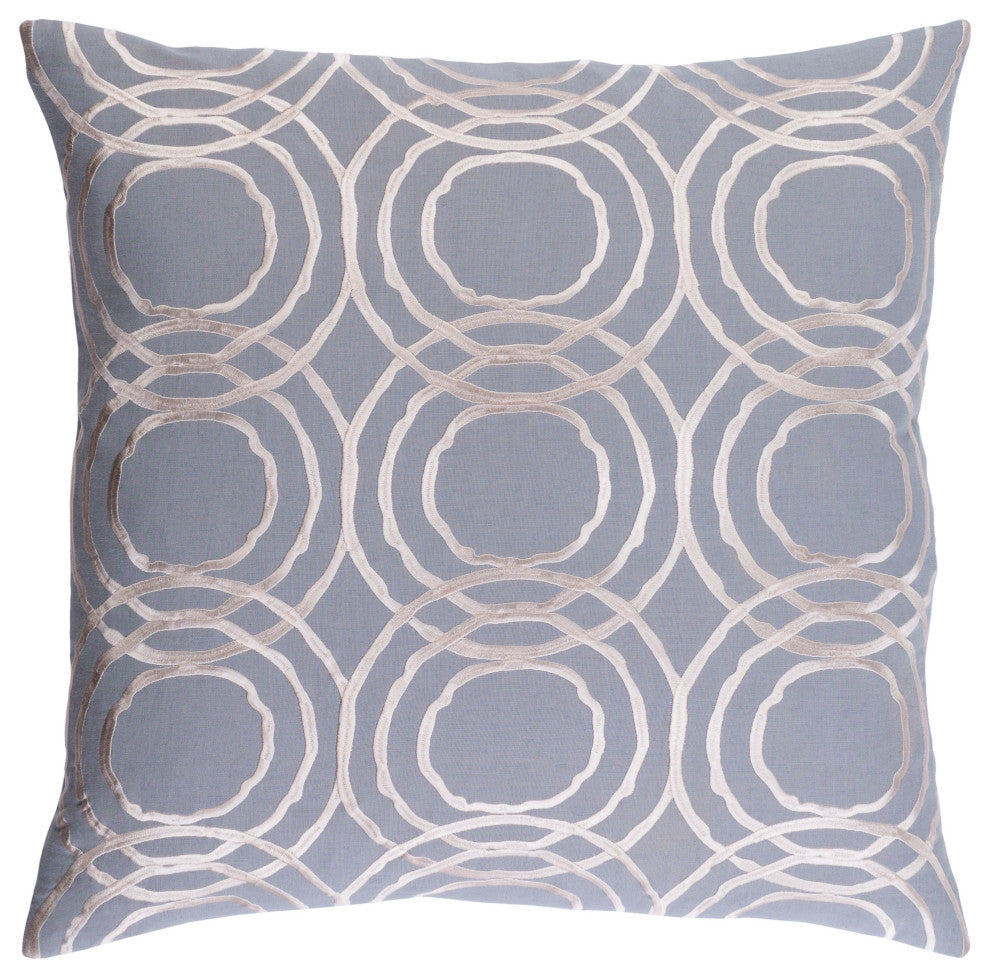 Surya Ridgewood RDW-006 22"x22" Pillow Kit, Medium Gray/Cream