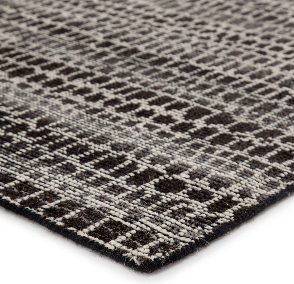 Pollack by Jaipur Living Kinetic Knotted Trellis Black/Ivory Area Rug, 10'x14'