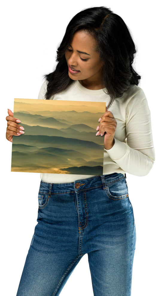 Foggy Mountain Layers at Sunset Landscape Photo Unframed Wall Art Prints, 8" X 10"