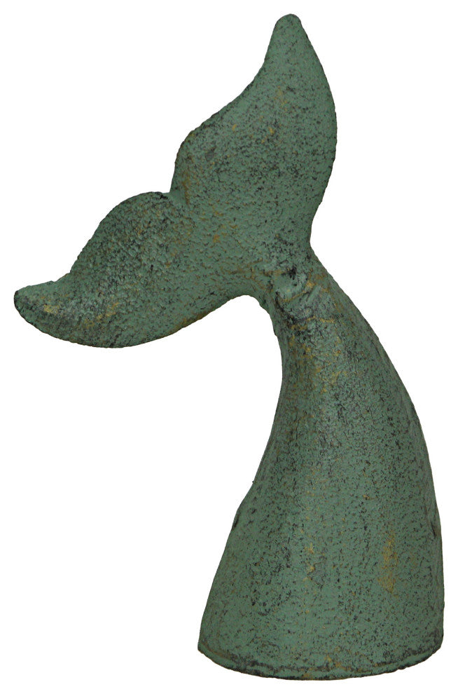 Set of 2 Verdigris Cast Iron Whale Tail Bookends Nautical Home Decor Bookshelf