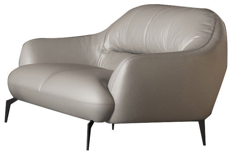 Leather Upholstered Loveseat, Taupe Finish