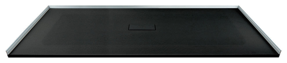 Transolid 60-in L x 39.4-in W Zero Threshold Center Drain Shower Base, Black