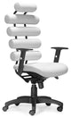 Modern Office Chair, Padded Seat & Unique Shaped Back With Lumbar Support, White