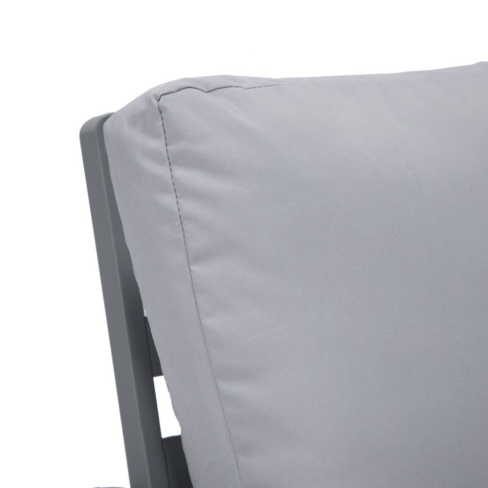 LeisureMod Walbrooke 3-Piece Patio Set With Gray Aluminum Frame and Cushions, Light Grey