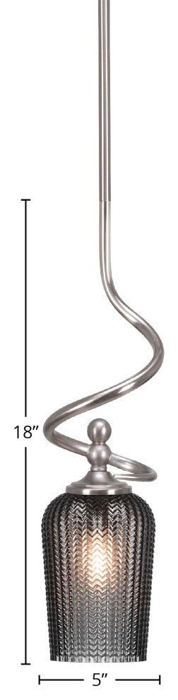 Capri Stem Mini Pendant In Brushed Nickel Finish With 5" Smoke Textured Glass