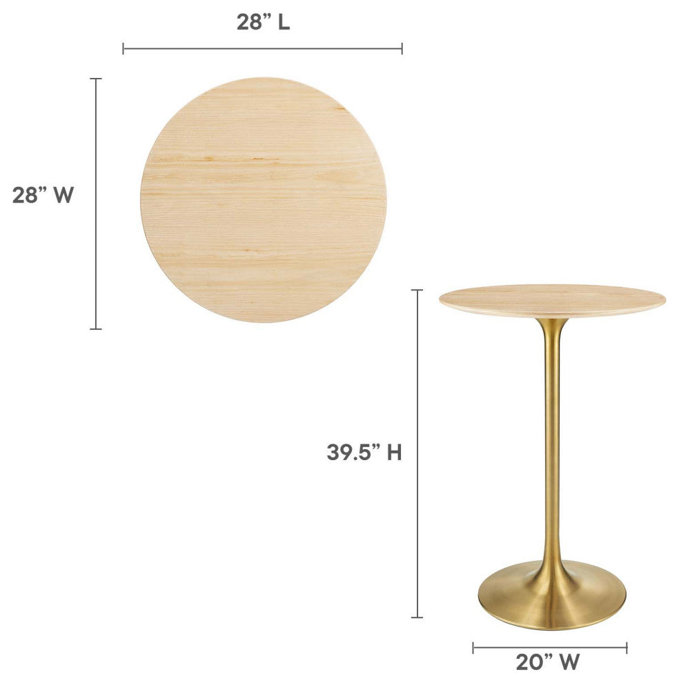 Tulip 28" Wood Bar Table-Gold Natural