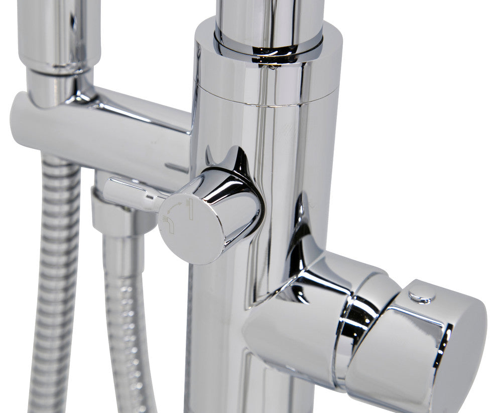ANZZI Kros Series 2-Handle Freestanding Faucet with Hand Shower, Polished Chrome
