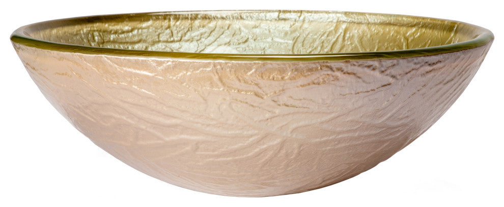 Eden Bath EB_GS74 Champagne Embossed Round Glass Vessel Sink