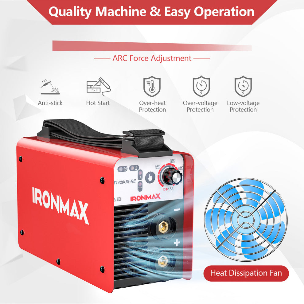 MMA Welder IGBT Portable Machine w/ Electrode Holder&Earth Clamp&Adapter