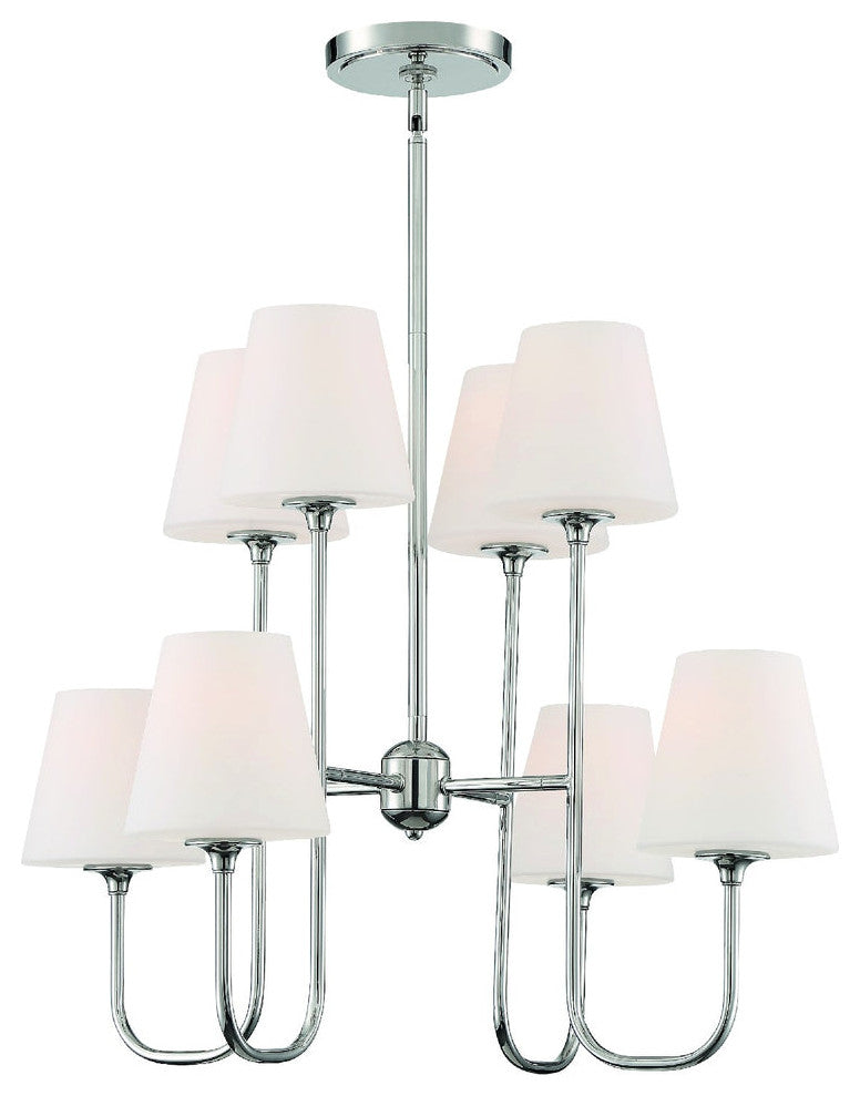 Crystorama KEE-A3008-PN, 8-Light Chandelier, Polished Nickel