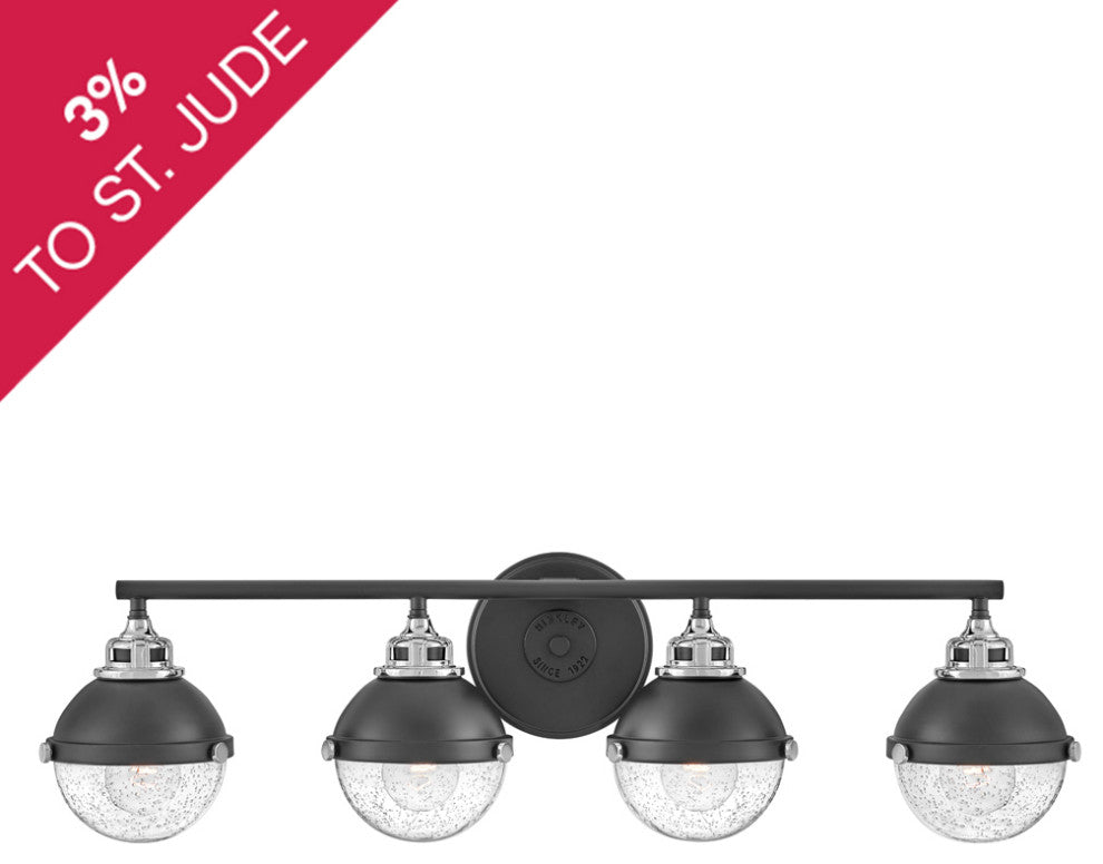 Hinkley Fletcher Large Four Light Vanity, Black