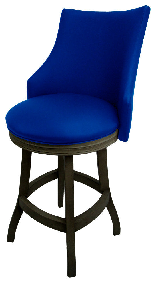 Swivel Wood Counter Bar Stool 26", Bellissima, Duke Blue - Dark Shadow