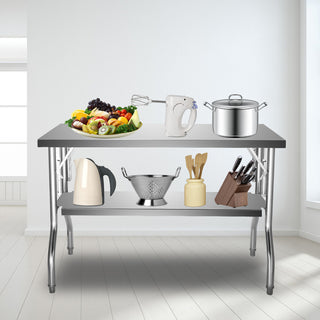 48x30 Inch Folding Prep Table Stainless Steel Worktable Kitchen Workstation