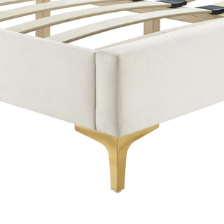 Yasmine Channel Tufted Performance Velvet Twin Platform Bed, White