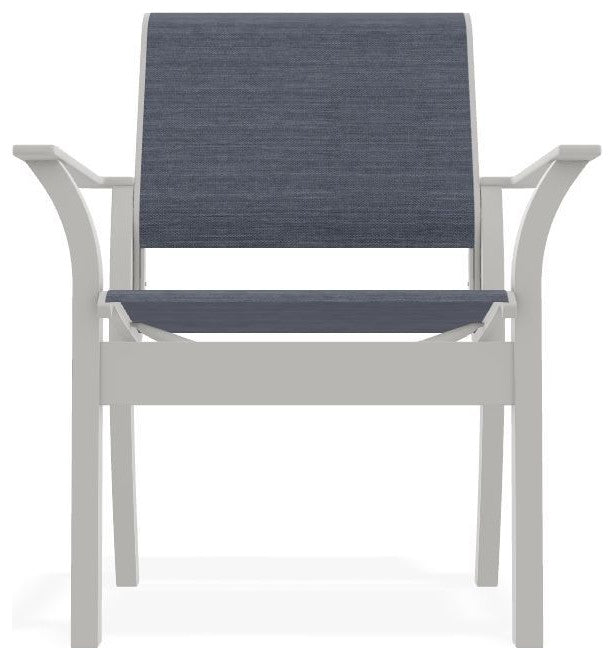 Leeward Sling Stackable Outdoor Dining Chair, Augustine Denim/Snow
