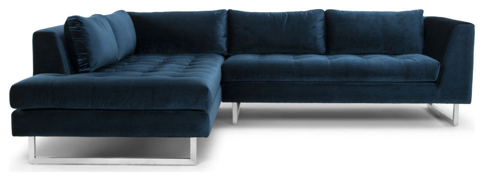 Janis Sectional Sofa Left Hand Facing in Midnight Blue Velour by Nuevo