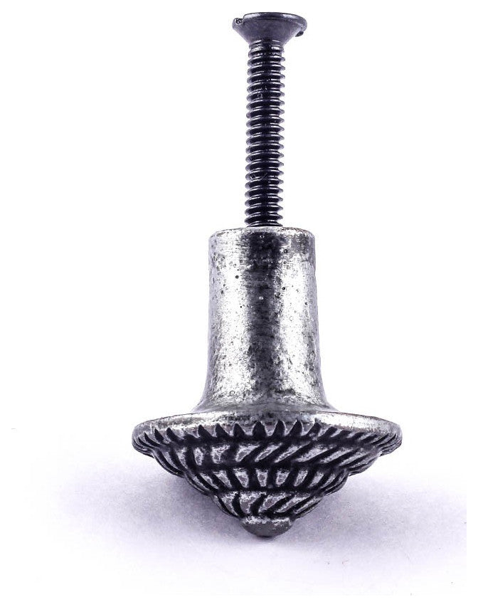 Round Iron Cabinet Knob Pewter Finish Fibonacci Design Cabinet Hardware