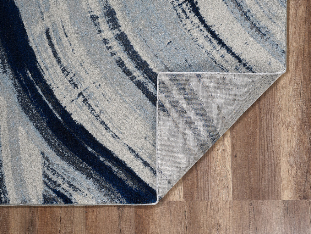 Illusions Elements Abstract Watercolor Area Rug, Ivory/Blue, 3'3 X 4'11