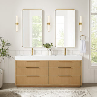 Hohhot Bath Vanity, Stone Sink Top No Mirror, Washed Ash Gray, 72", Double Vanity