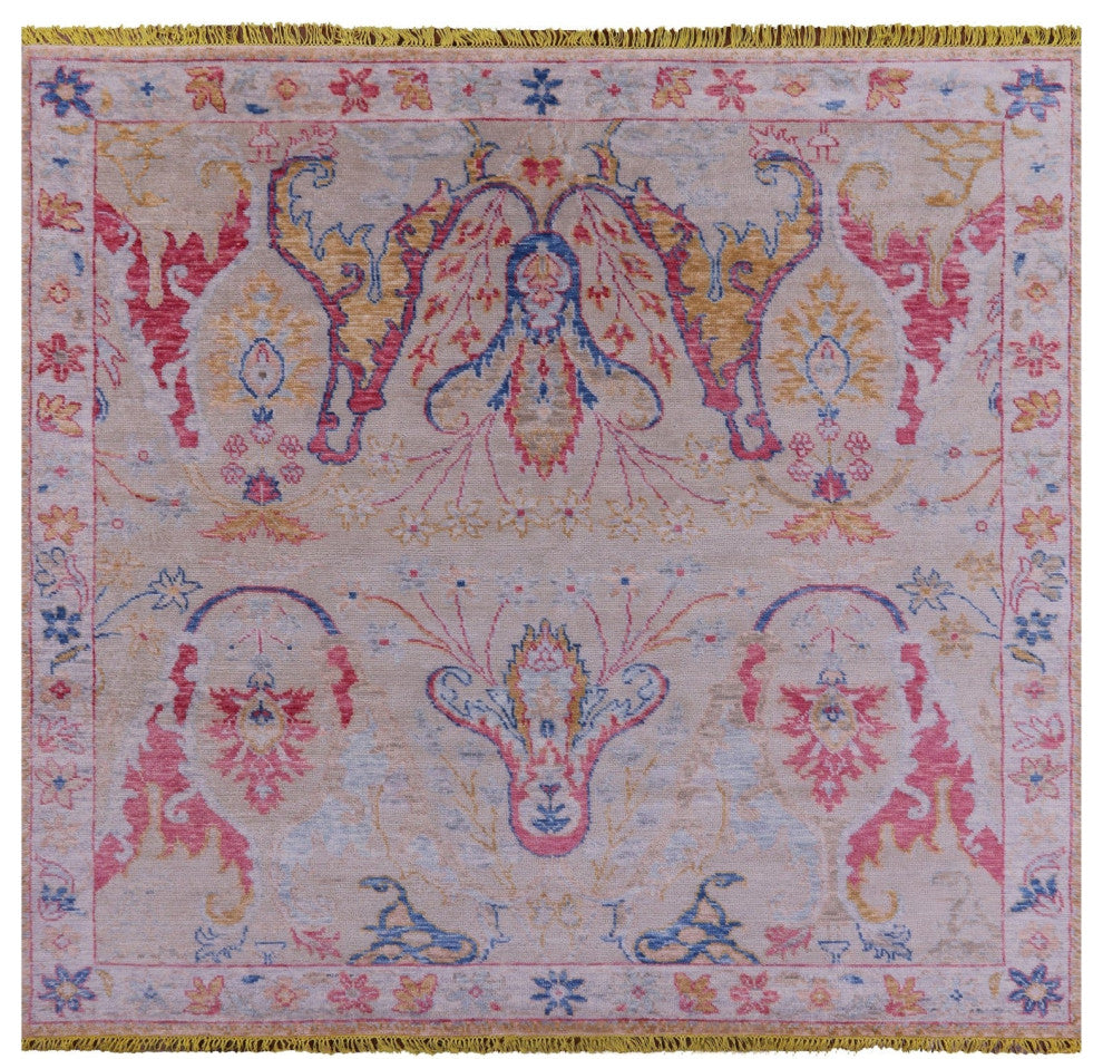 8' Square Turkish Oushak Hand Knotted Wool Rug - Q16060
