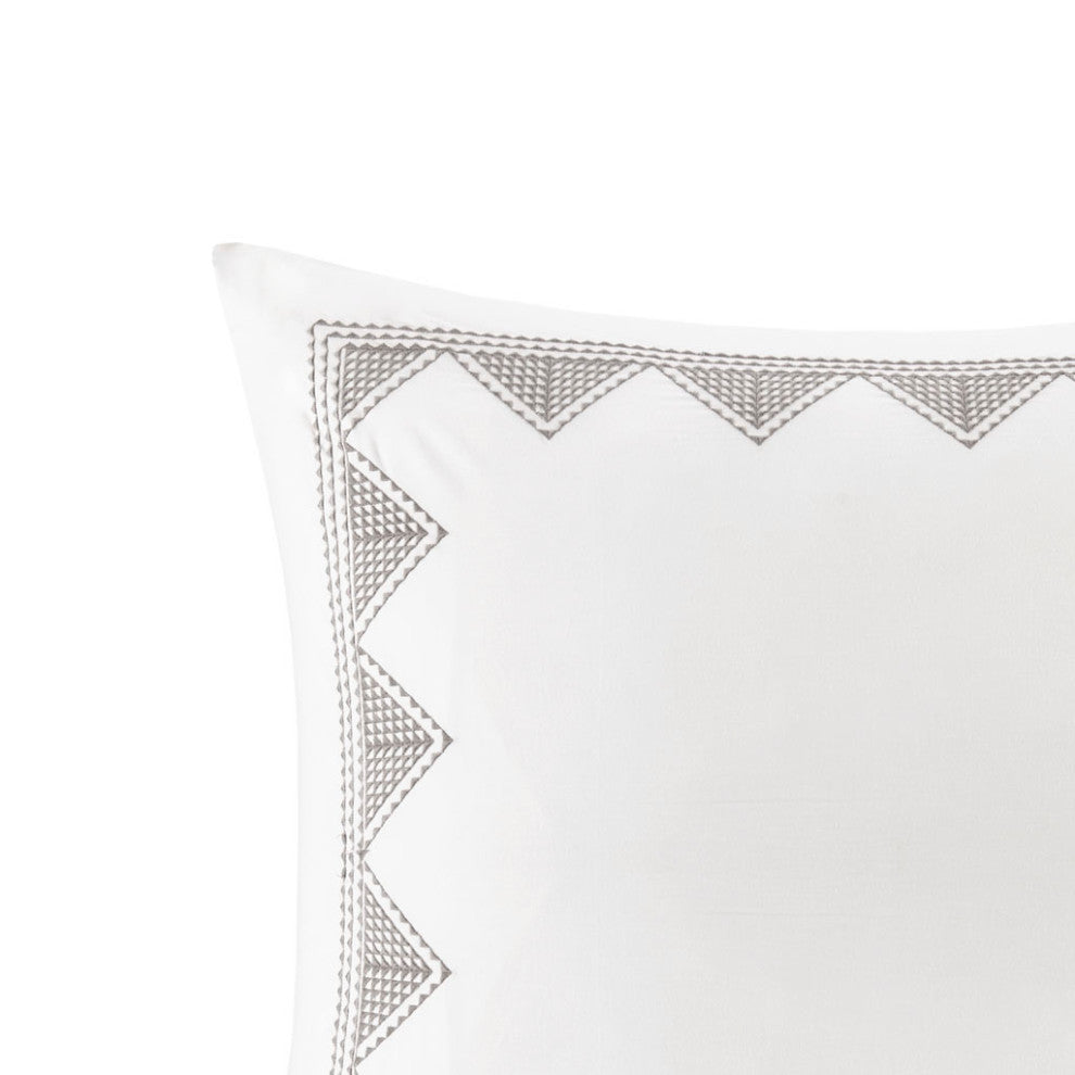 INK+IVY Isla Embroidered 26x26" Euro Sham Cover, White