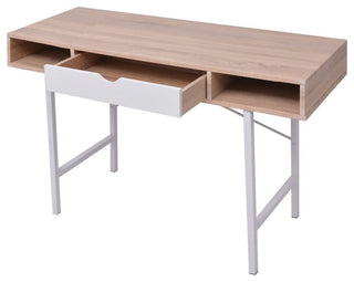 vidaXL Desk Home Office Computer Desk Writing Table with Drawer Oak and White