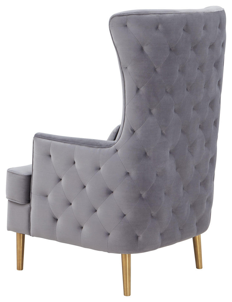 Alina Grey Tall Tufted Back Chair - Grey