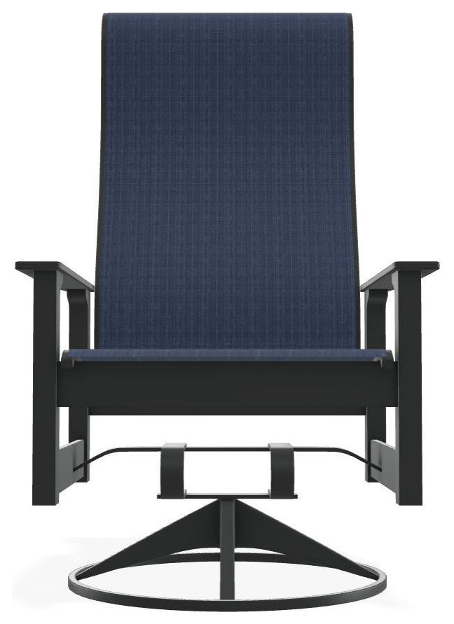 Leeward Sling Outdoor Swivel Rocker, Mavi/Graphite