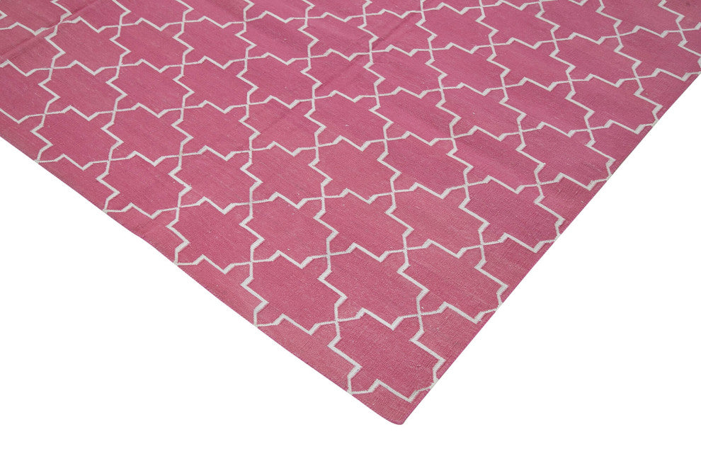 Rug N Carpet - Handmade Wool 8' 1'' x 9' 9'' Geometric Dhurrie Kilim Rug