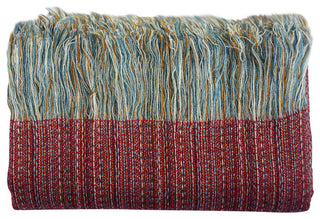Alpaca and Wool Throw Blanket, Red Accent