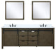 Marsyas 84" Double Vanity, White Square Sinks, 34" Mirrors, Rustic Brown