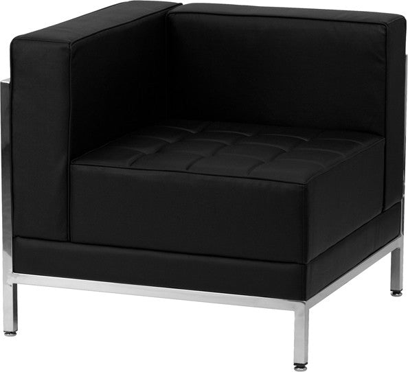 Modern Black Leather Left Corner Chair With Encasing Frame