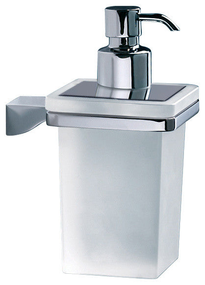 Wall Mounted Square Frosted Glass Soap Dispenser With Chrome Mounting