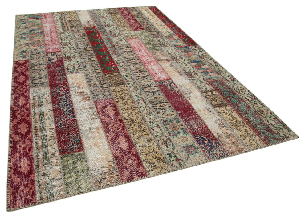 Rug N Carpet - Hand-Knotted Turkish 6' 8" x 10' 0" Vintage Patchwork Area Rug