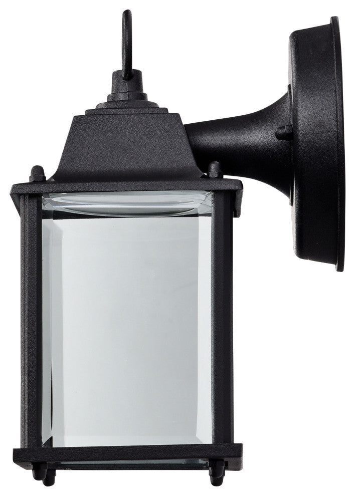 8W 3K LED Cube Lantern, Black Finish, Clear Beveled Glass
