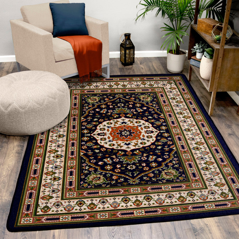 Zanza, Navy, 5'x8'