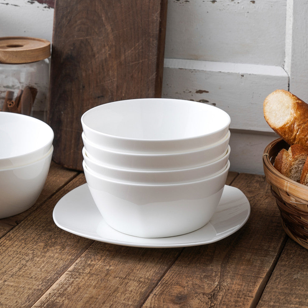 Stone Lain Juliette Bone China 32 Piece Dinnerware Set, White